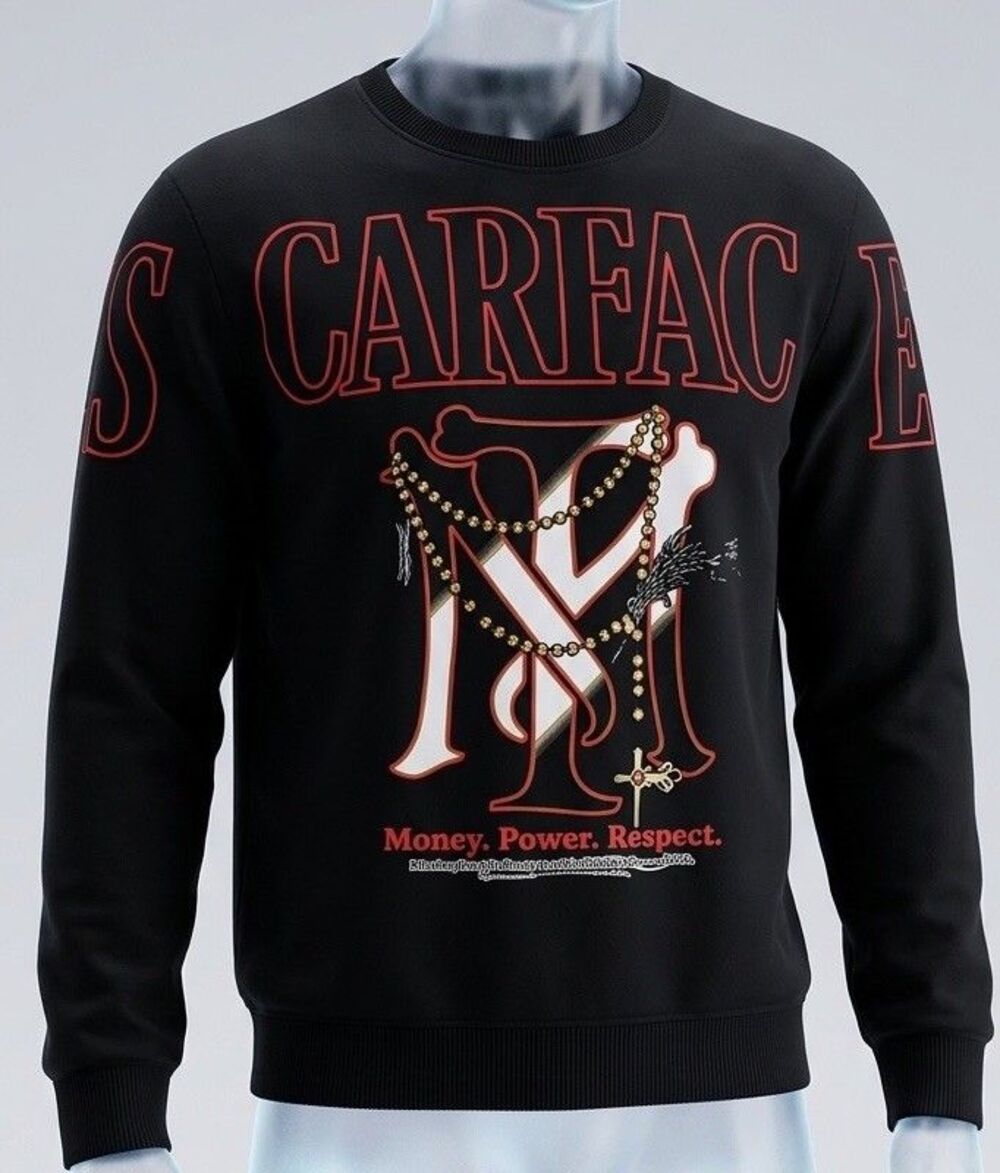 NWT Scarface Money Power Respect Graphic Sweatshirt Men's Large Hybrid Black New